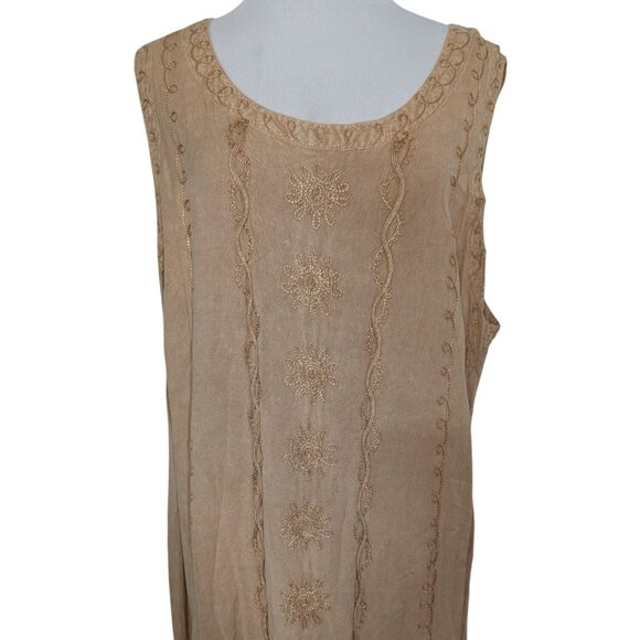 Bila Embroidered Maxi Dress Womens Size 1X Beige 2 Piece Jacket Pullover Dress - Picture 10 of 16